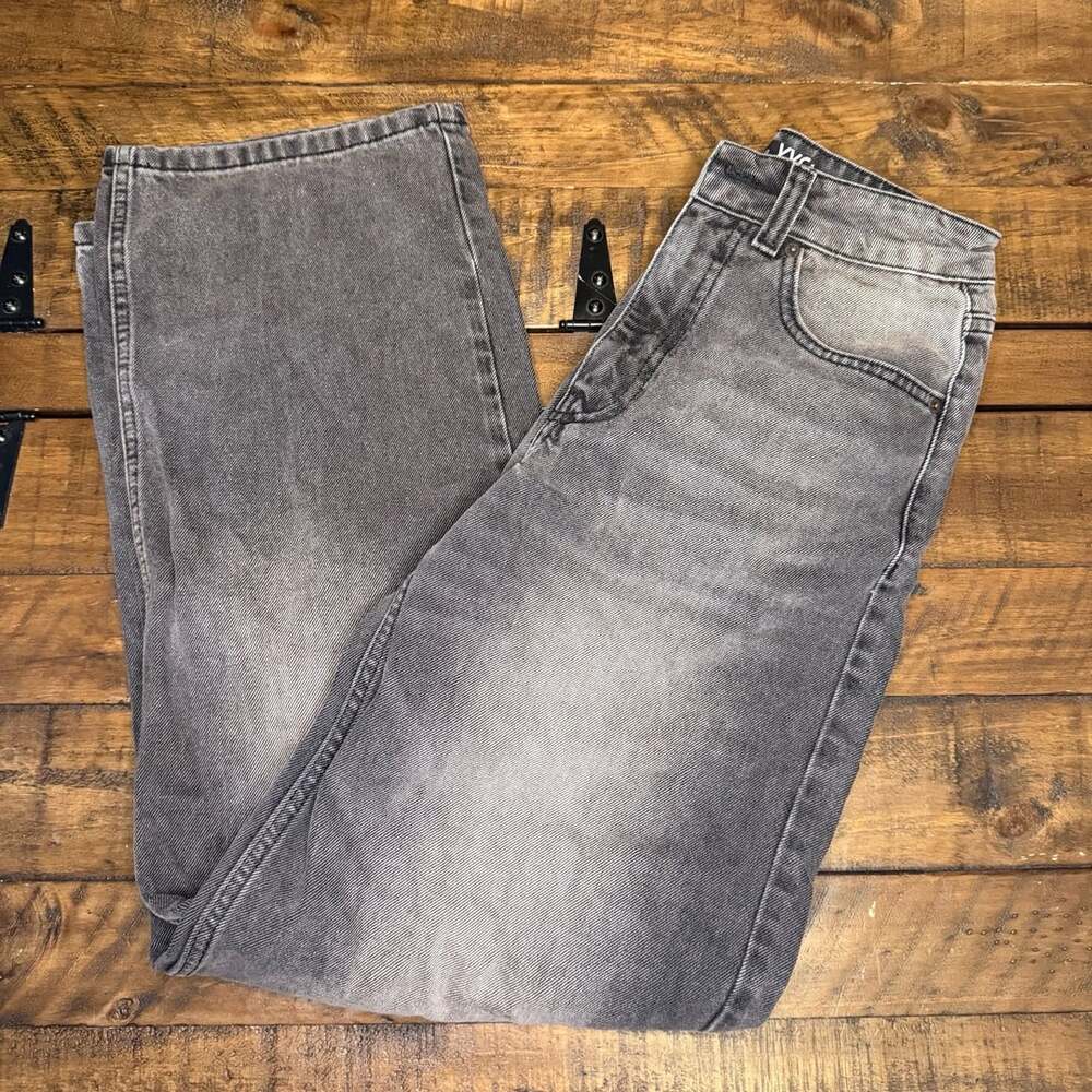 FB Sister Wide Leg Jeans XXS Charcoal Black Acid Washed Denim